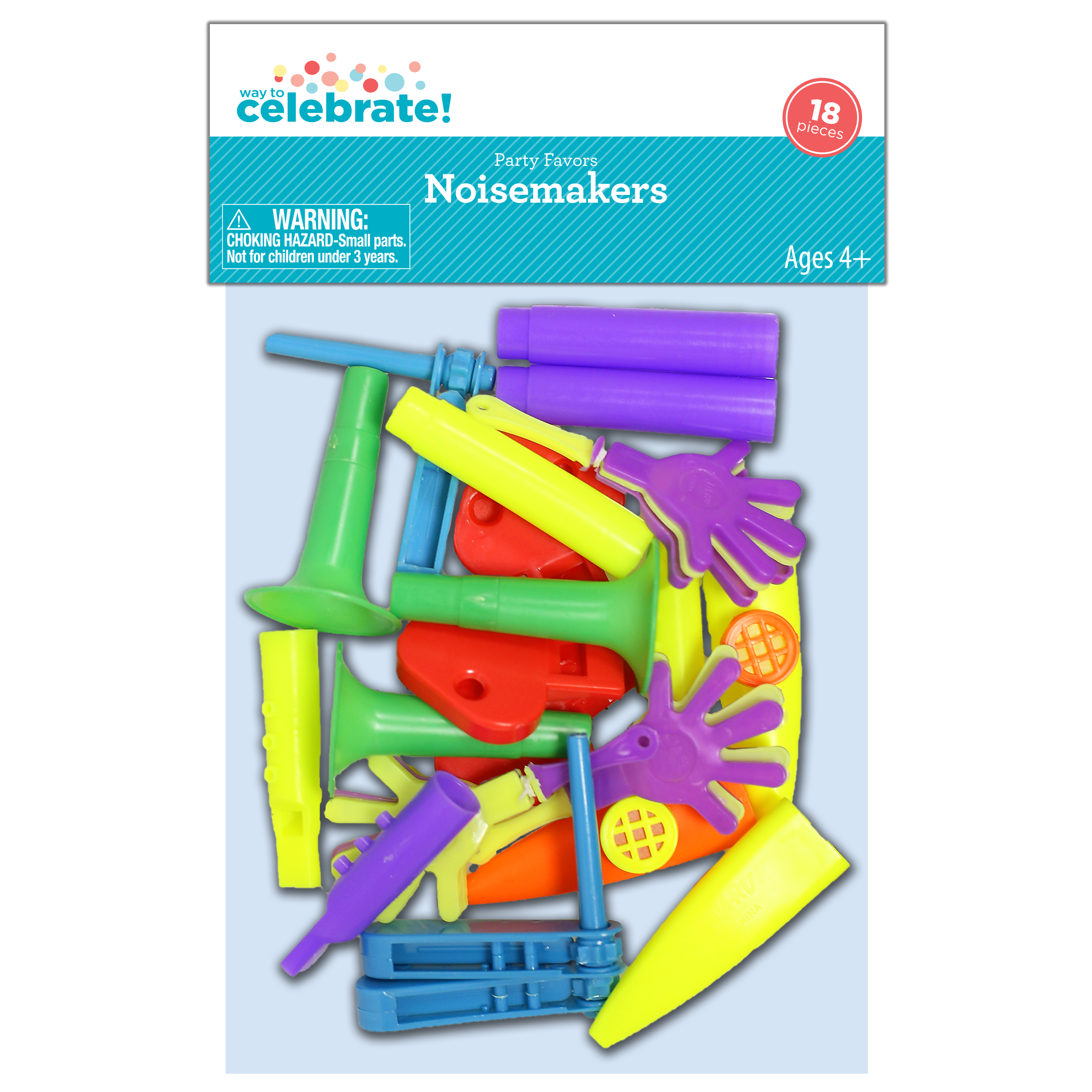 Way To Celebrate Noisemakers 18 Pack Assorted Party Favors - Walmart.com